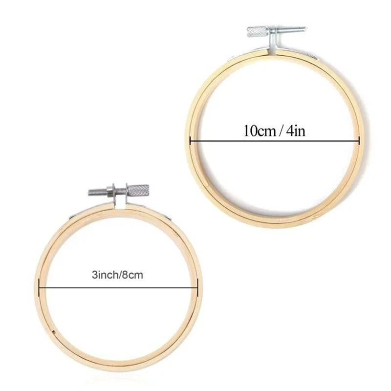 10pcs/set 8cm/10cm Optional DIY Cross Stitch Embroidery Circle Bamboo Hoop Cross Hoop Ring Support Wooden Needle Craft Tools