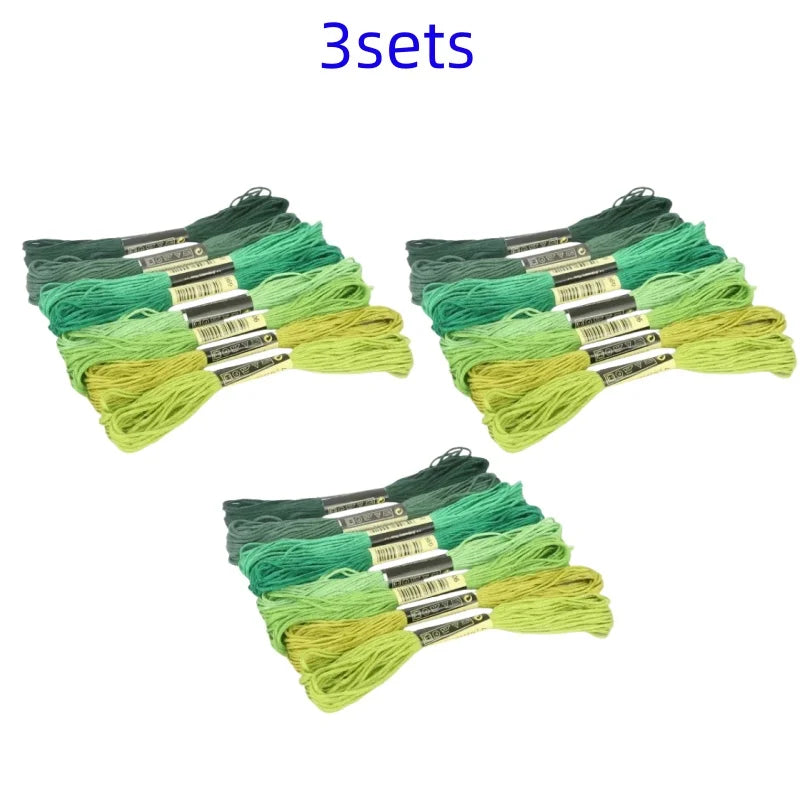 8lot 7.5m Silk Line Cotton Cross Stitch Thread Sewing Skeins Embroidery Thread Floss Kit Knitting Spiraea Sewing Accessories