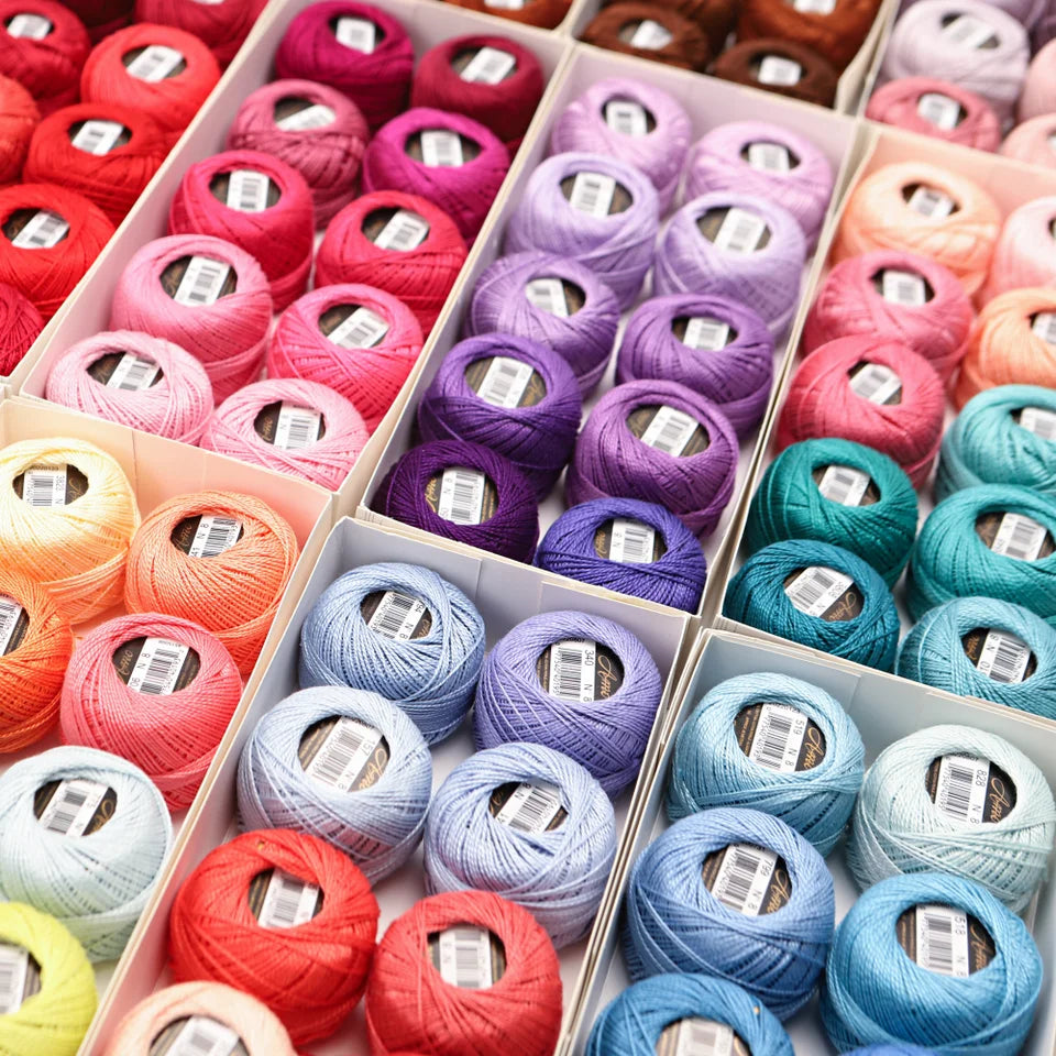 Amohilos Size 8 Mercerized Egyptian Cotton Pearl Thread 10 Assorted Colors Collection 5 Grams 40 Meters Ball 20 Sets Available