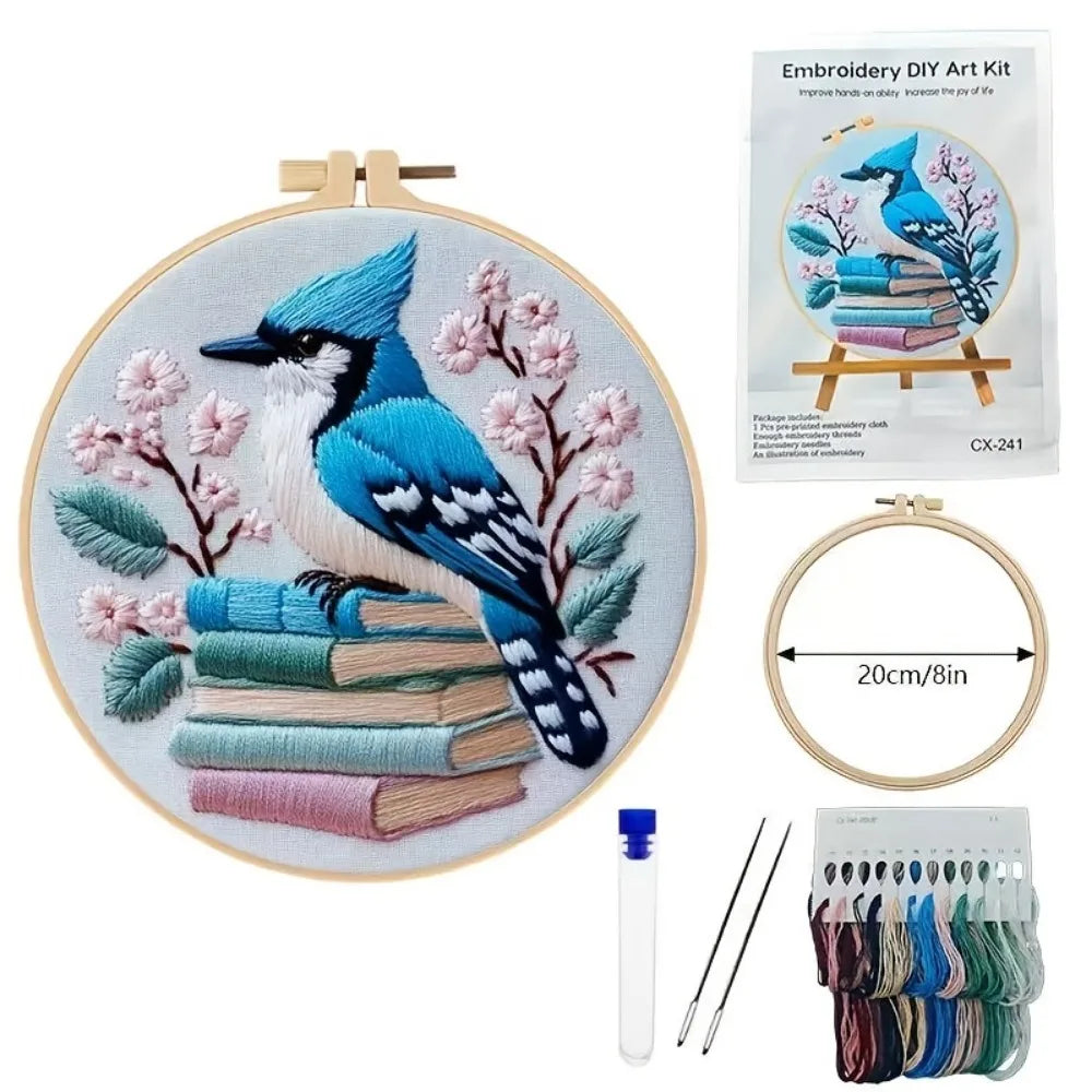 This set of books and the bird series design embroidery kit is suitable for adult beginners. It includes printed patterns, needl