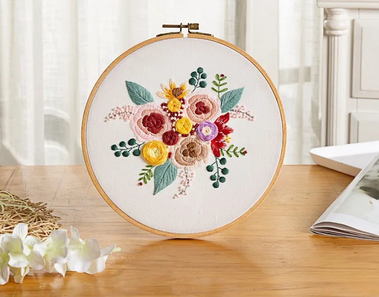 Embroidery Starter Kit for Beginners Beautiful Flower Stamped Pattern Adult Cross Stitch Kits Wedding Bouquet Decoration