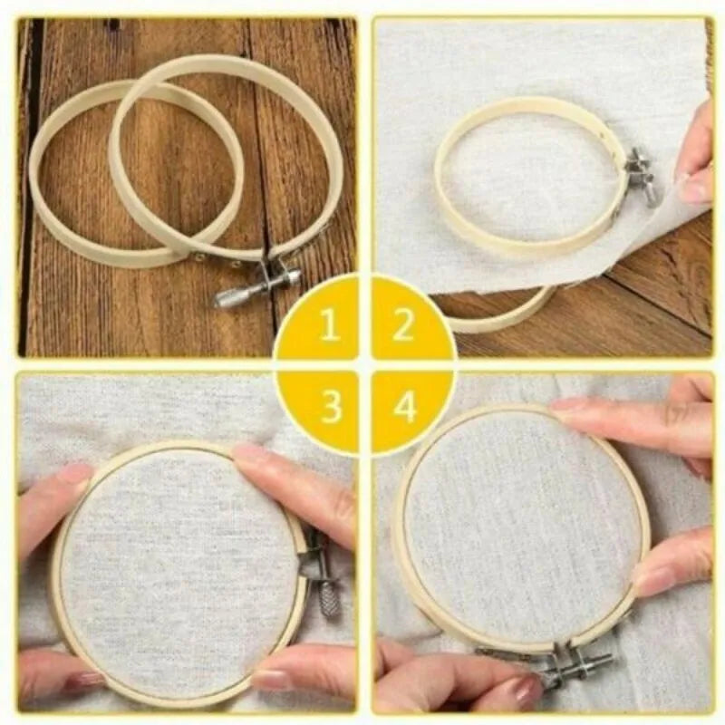 10pcs/set 8cm/10cm Optional DIY Cross Stitch Embroidery Circle Bamboo Hoop Cross Hoop Ring Support Wooden Needle Craft Tools