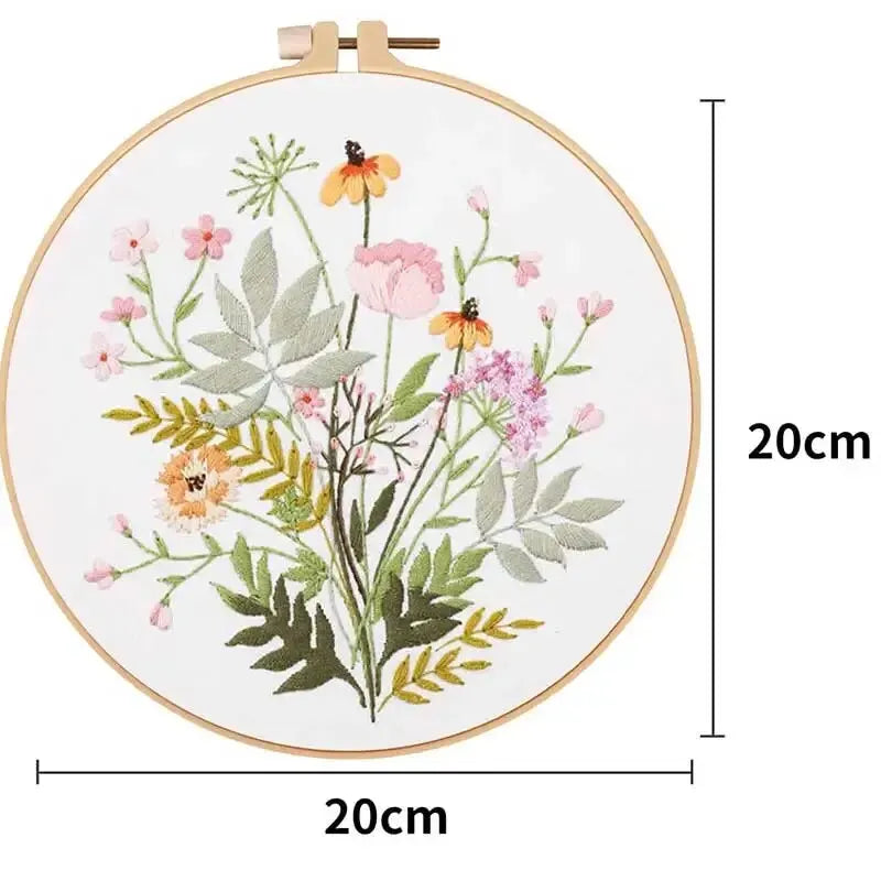 New Embroidery Diy Material Package Kit Flower Pattern Cross Stitch Table Painting Hanging Picture With Hoop