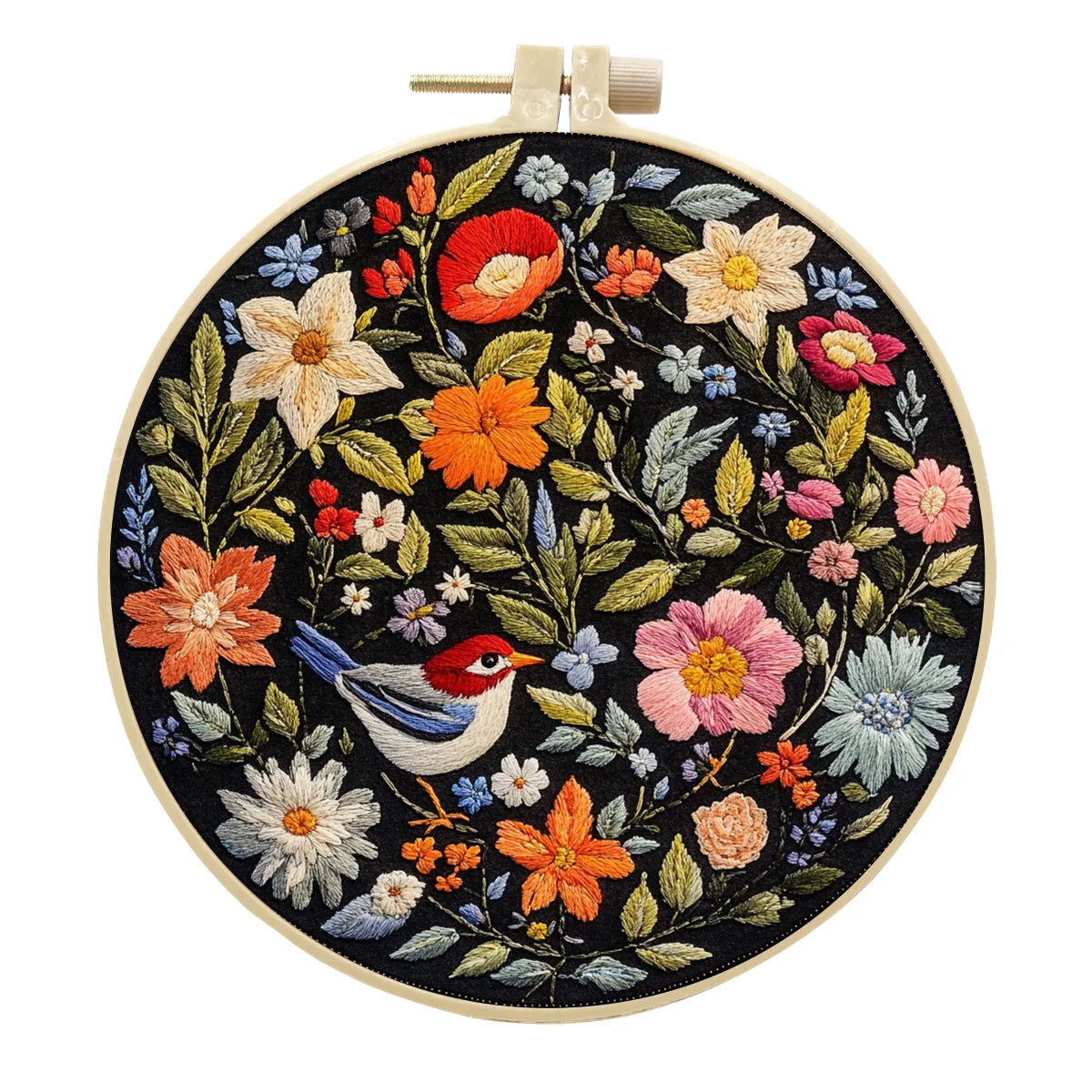 3D Beginner Embroidery Kit with Flower And Bird Pattern Traditional Handicraft Materials Set for Novices